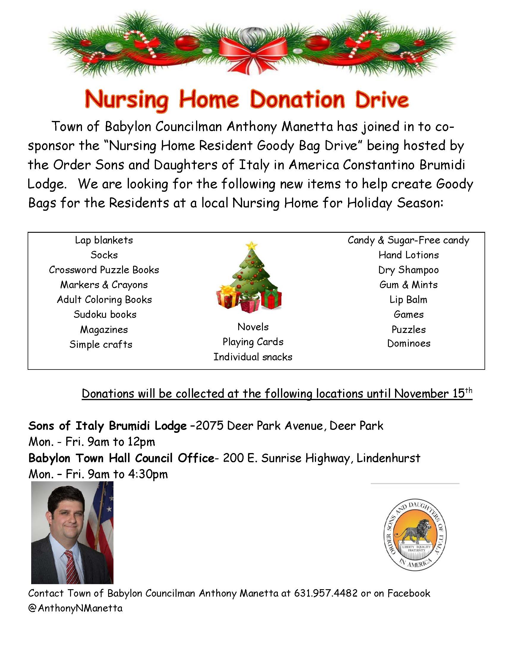 Brumidi Manetta Nursing Home Drive 2022 Flyer