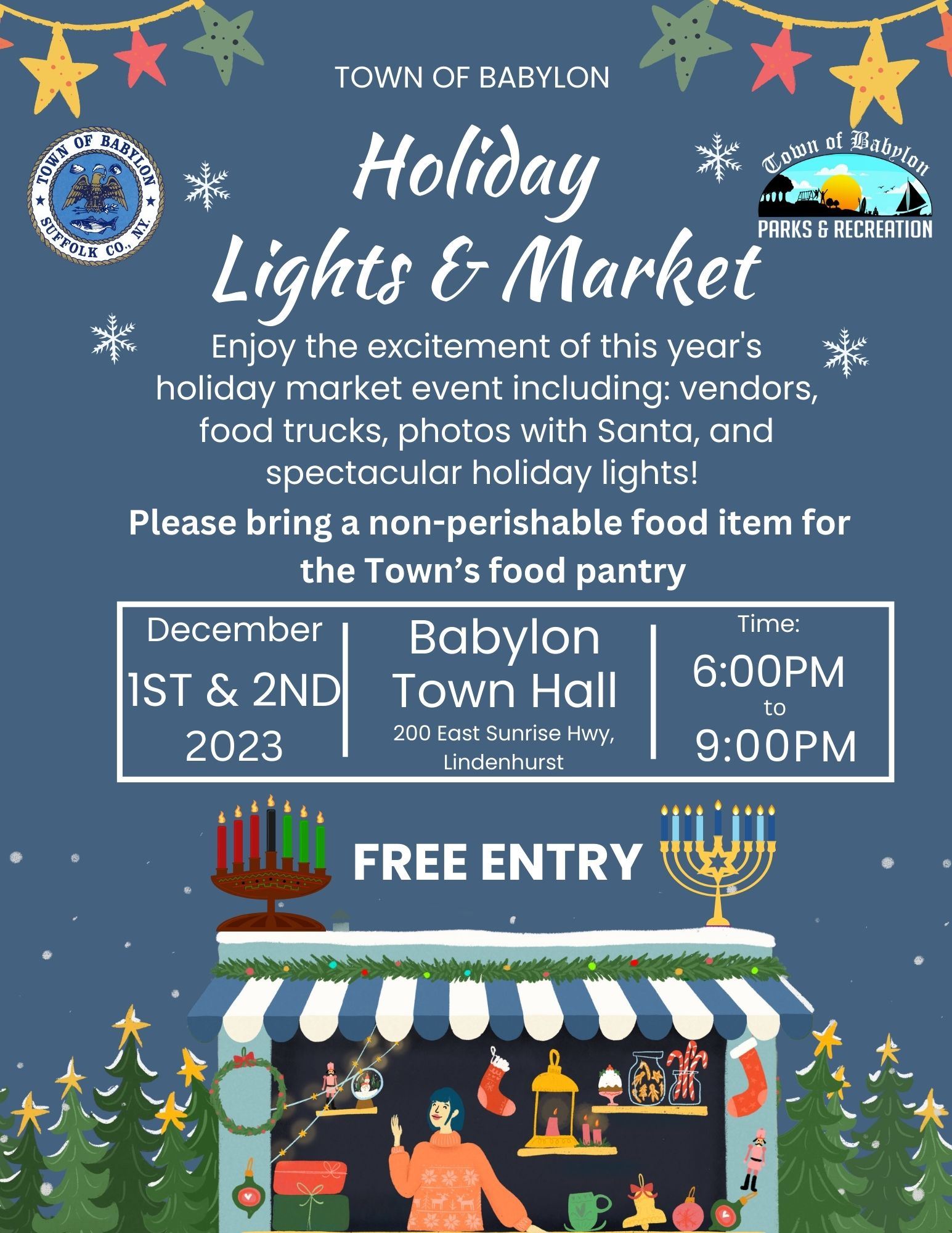 Blue And White Modern Christmas Market Flyer