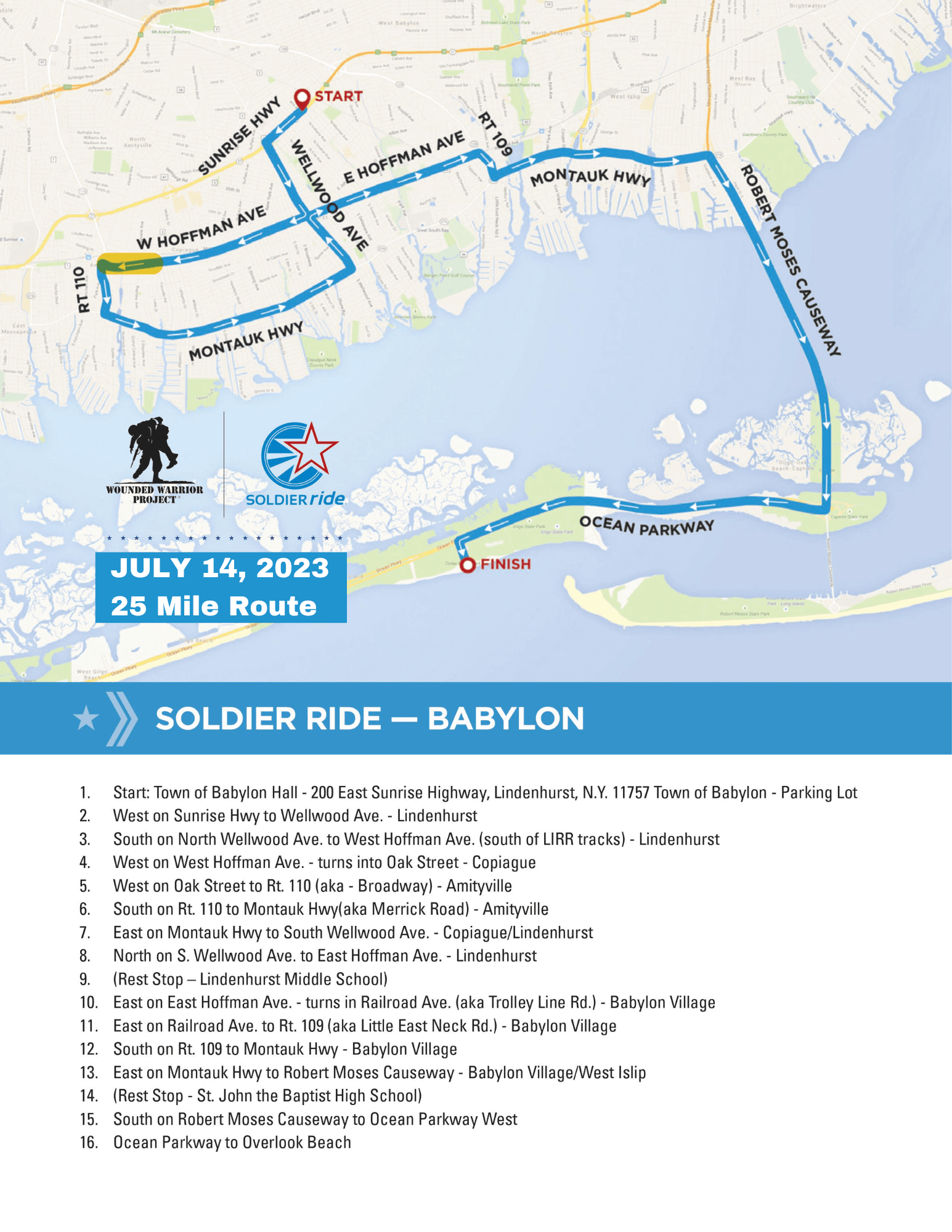 2023 Solider Ride Route Map
